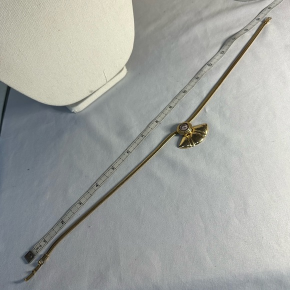 Vintage goldtone necklace with purple stone - Picture 5 of 7